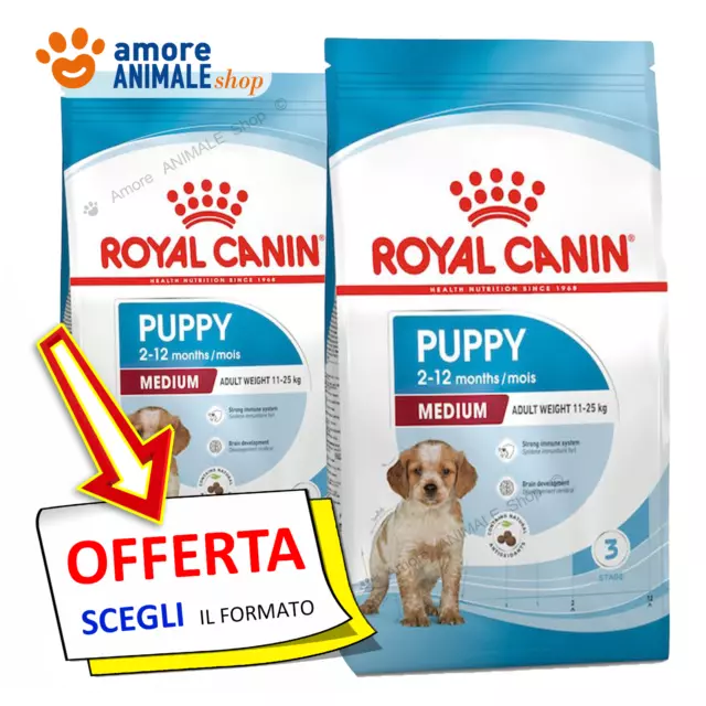 Royal Canin Dog → Puppy Medium - 1 / 4 / 10 / 15 kg - Crocchette Cane Secco Cani