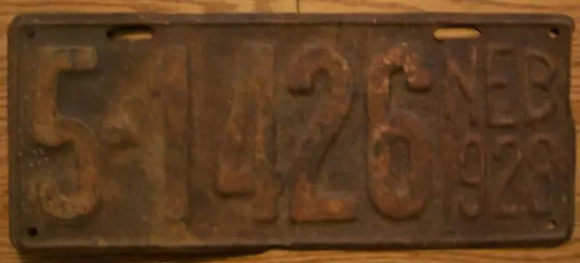 Single Nebraska License Plate - 1928 - 5-1426 - Dodge County