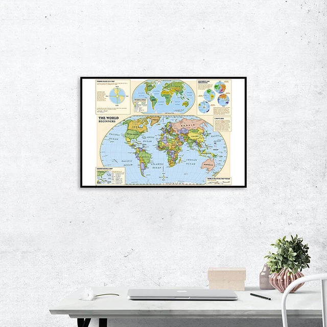 WORLD MAP ATLAS Geography Political Map Poster Print A1 A2 £8.85 ...