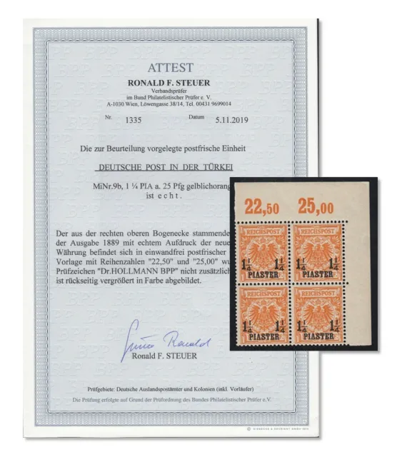 Deutsche Post in der Türkei, Kat.Nr. 9b, postfrisch, mit Fotoattest