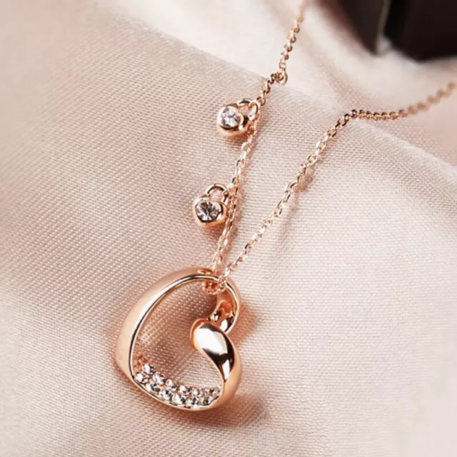 18K Rose Gold Filled Made With SWAROVSKI Crystal Lock Twisted Heart Necklace