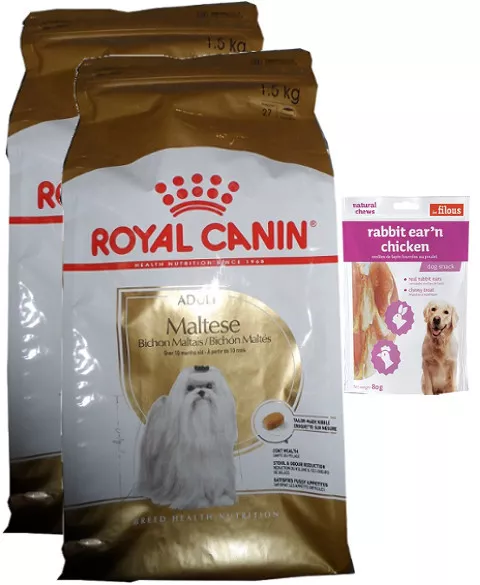 2x1,5kg  Royal Canin Maltese Adult Hundefutter Malteser + 80g Fleischsnacks