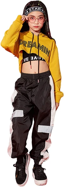Completi Hip Hop per Bambini in 3 Pezzi, Tuta Da Ragazza, Felpa Con Cappuccio, C