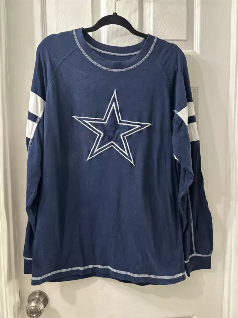 Dallas Cowboys Football Silver Blue V Neck Long Sleeve Shirt Womens Medium  Prel