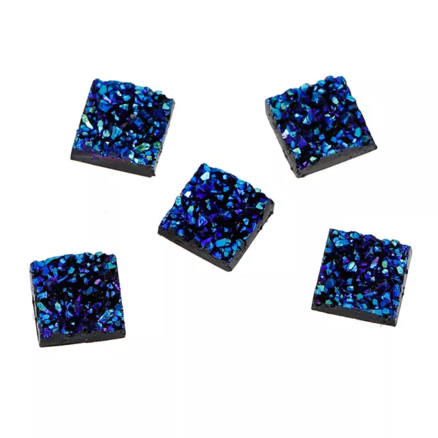 10 x Druzy 12mm Square Cabochon Shades Glorious Shiny Blues Perfect for Earrings