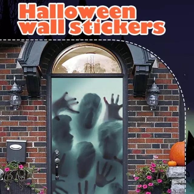 Adesivo per finestra Ghosting Bloody Hand Terror spaventoso adesivo da parete Halloween,