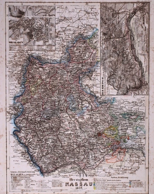 Dated 1837 Universal Atlas Map ~ DUTCHY of NASSAU / GERMANY ~ (10x12)-#1300