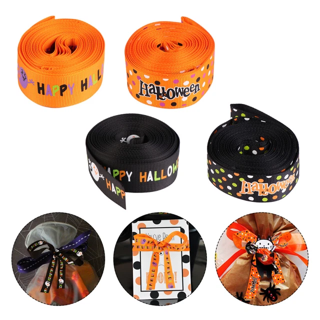 4 Pcs Halloween Webbing Presents Ribbons White Garland Pattern Bow Tie