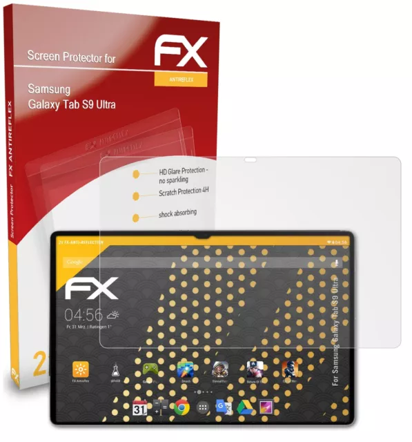 atFoliX 2x Panzerfolie für Samsung Galaxy Tab S9 Ultra Schutzfolie matt&stoßfest