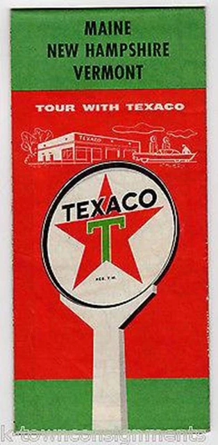 Vermont New Hapshire Vintage Texaco Oil Advertising Travel Brochure Fold-Out Map