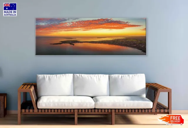 Panoramic Canvas Sunset Land Sea High Quality 100%  Australian Made Quality