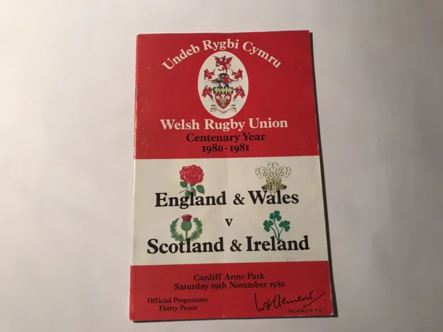 England & Wales v Scotland & Ireland  1980 Rugby Union programme