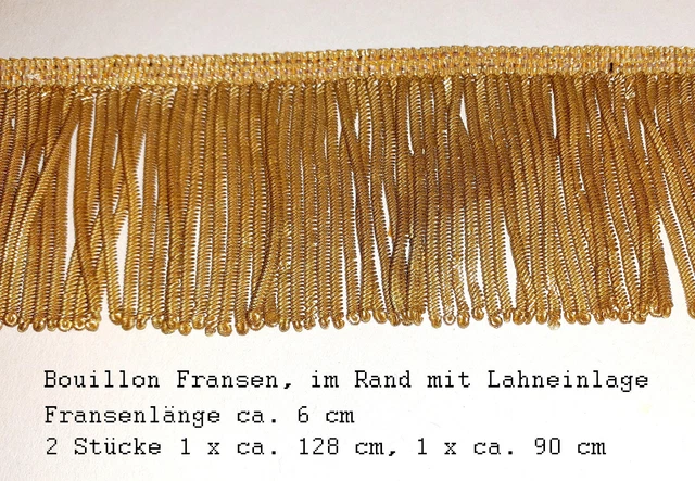 Zwei Stücke wunderschöne, lange Goldfransen aus Bouillon für Klosterarbeiten