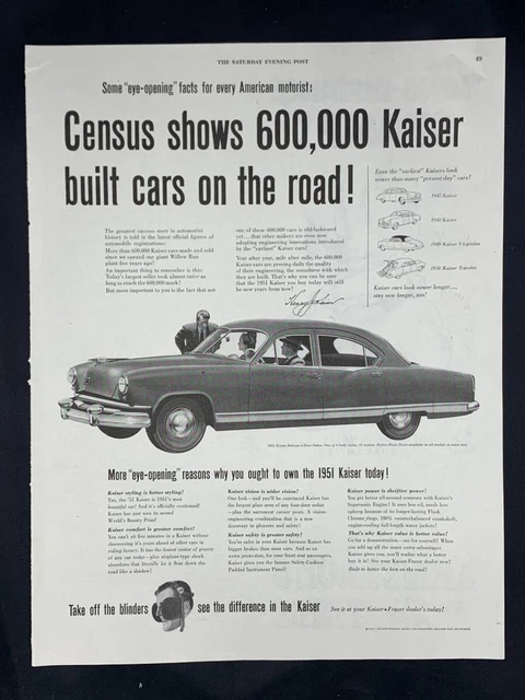 Magazine Ad* - 1951 - Kaiser De Luxe 4-Door Sedan