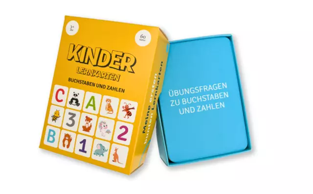 Buchstaben und Zahlen Lernen, Deutsch ABC Karten, 60 Lernkarten fur Kinder