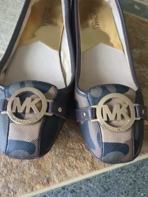 Michael Kors Camo Fulton Mk Gold Signature Logo Sz 9