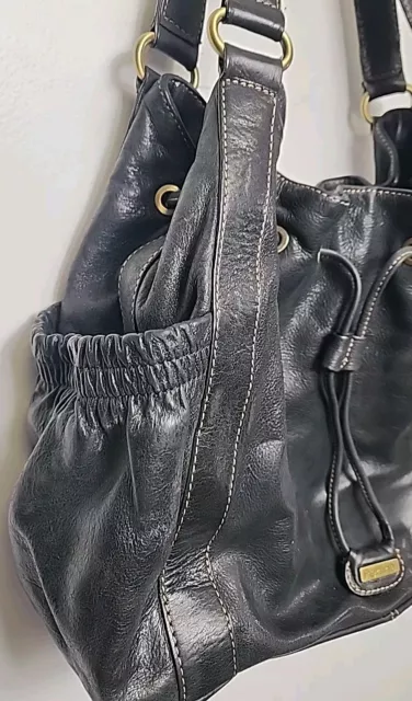 VTG PERLINA NEW York Black Leather Hobo Handbag Buttery Soft Bag Purse ...
