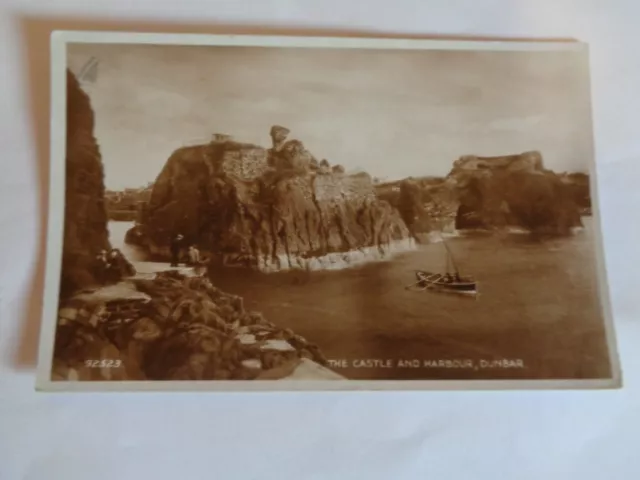 The Castle and Harbour, Dunbar - Real Photo Postcard - Posted 1941