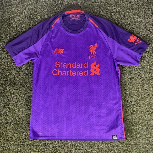 New Balance Liverpool FC Shirt 2018/19 Away Jersey Top Purple Size Small LFC EPL