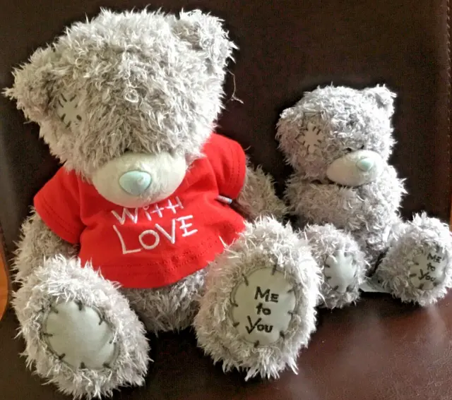 2 ME TO YOU CUTE TATTY TEDDIES larger one wearing With love red T-shirt