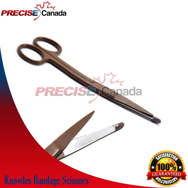 Knowles Bandage Scissors 5.5'', Angled Shank Full Brown Stainless Steel