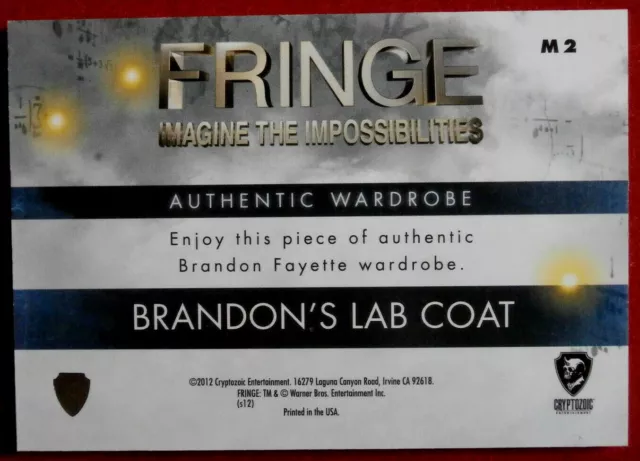 FRINGE - RYAN McDONALD - BRANDON FAYETTE - Kostümkarte M2 - Cryptozoic 2012 2