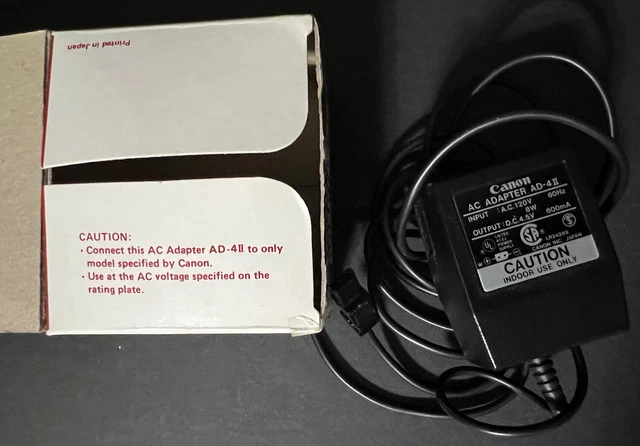 GENUINE CANON AC Adapter AD-4 II - Input 120VAC 60Hz 8W - Output 4.5 ...