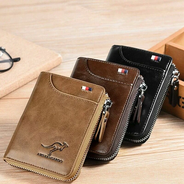 Mens RFID Blocking Leather Wallet Credit Card ID Holder Zipper Purse Waterproof