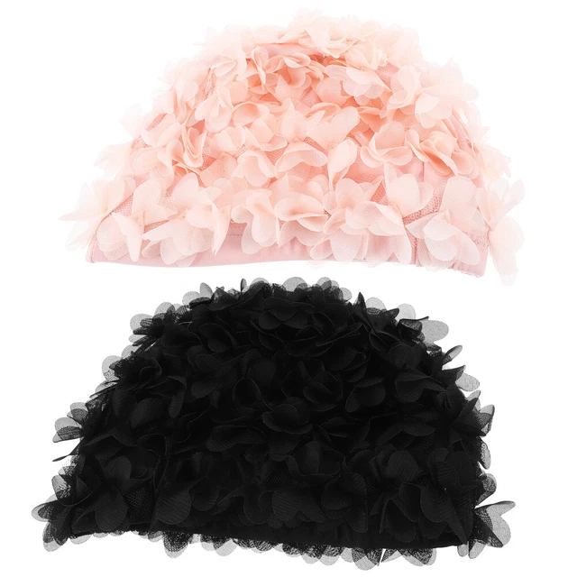 2Pcs Decorative Petal Swim Cap Hair Protection Swimming Cap Summer Swimming 3