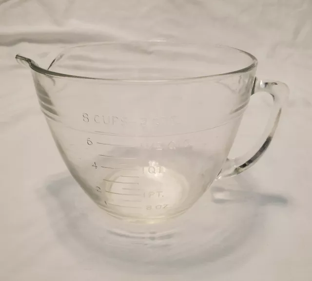 Vintage Anchor Hocking Glass 8 Cup Measuring Mixing Bowl with Handle