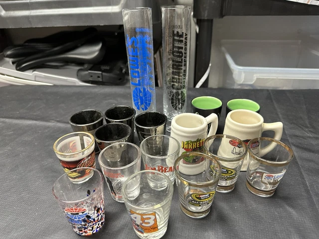 Shot Glass Lot Of 18 Racing Nascar Theme  Collection Glasses