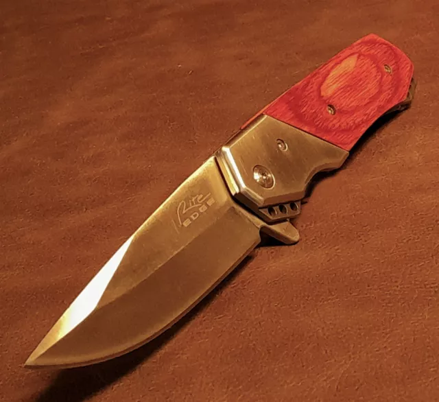 Cattle Man's Fast Assisted Open Cherrywood Folding Pocket Knife