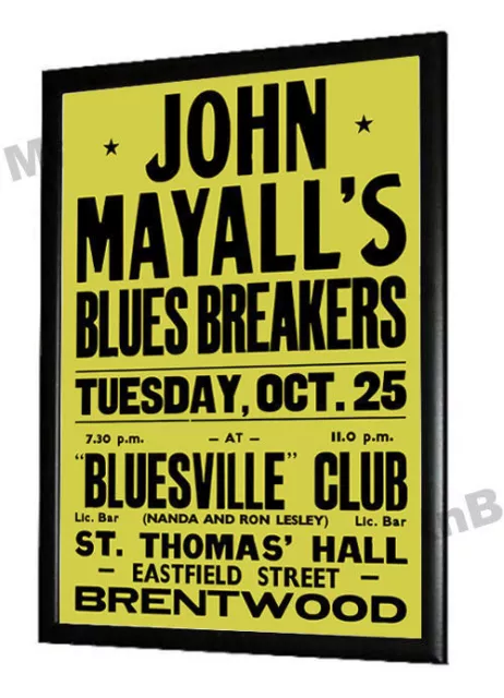 John Mayalls Bluesbreakers Concert Poster Bluesville Club Brentwood Essex 1966