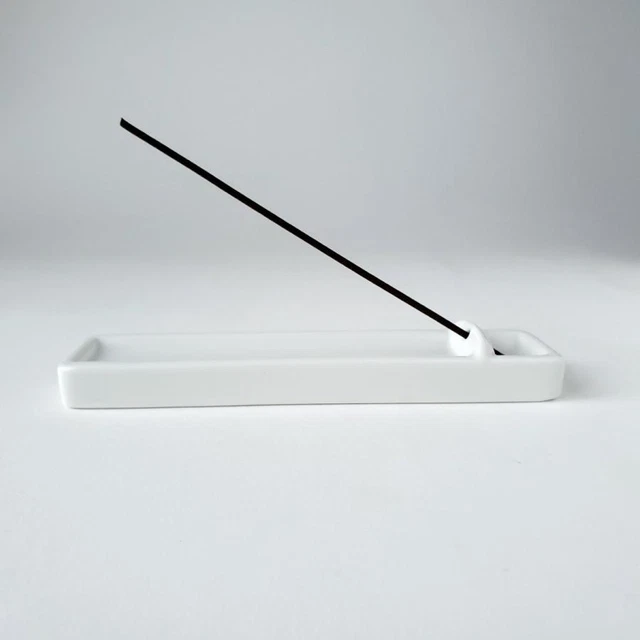 Japanese Arita Porcelain Incense Stick Burner Holder Long - Milky White