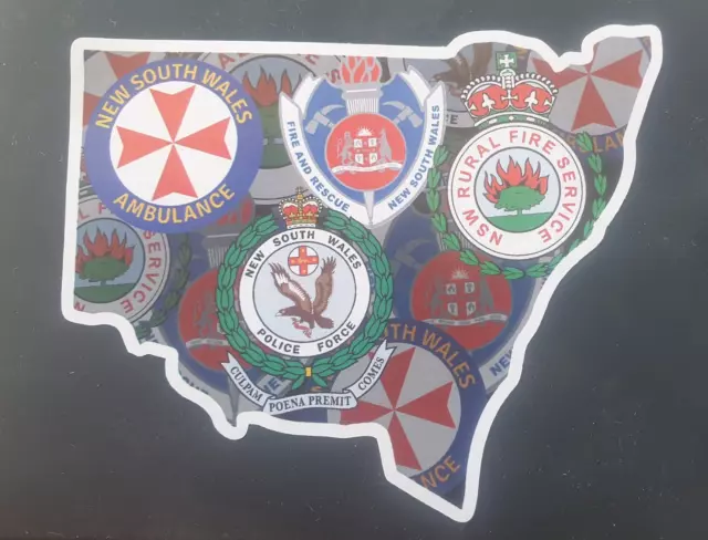 4 x New South Wales NSW Ambulance Rural Fire Police Helmet Sticker ANGELS NEW