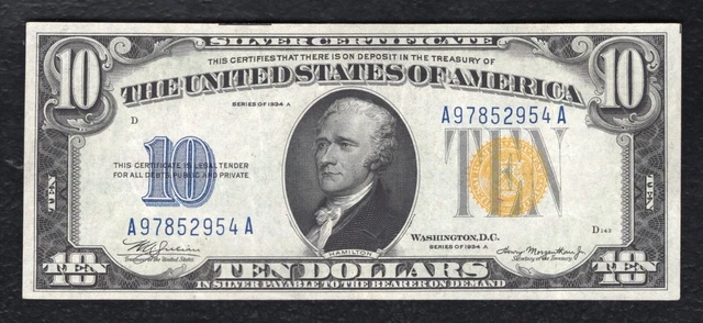 Fr. 2309 1934-A $10 Ten Dollars “North Africa” Silver Certificate About Unc