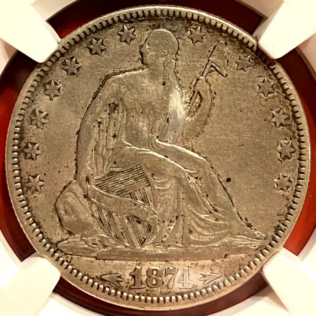 Ngc-Xf! 1874 Arrows Seated Liberty Half