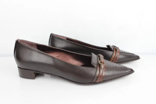 PARALLELE France ballerines pointues tout cuir marron brun T 37,5 Etat neuf