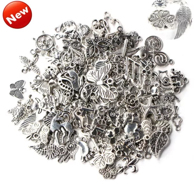 Wholesale 100pcs Bulk Lots Tibetan Silver Mix Charm Pendants Jewelry DIY  LOT