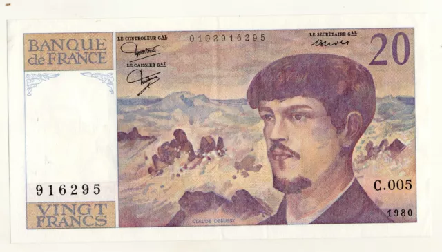 Billet de 20 francs Debussy 1980 - TTB+/SUP  -  F. 66   (1980-1997)