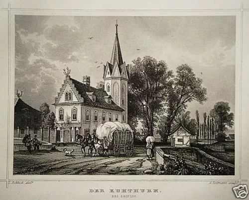 Leipzig Johanniskirche   Sachsen echter alter Stahlstich 1844