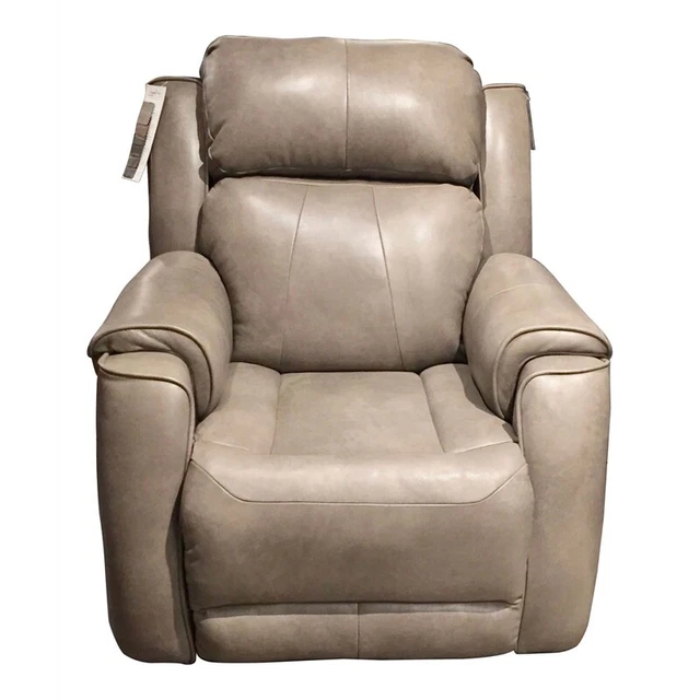 Southern Motion Wood/Leather Rocker Recliner in Cobblestone Beige