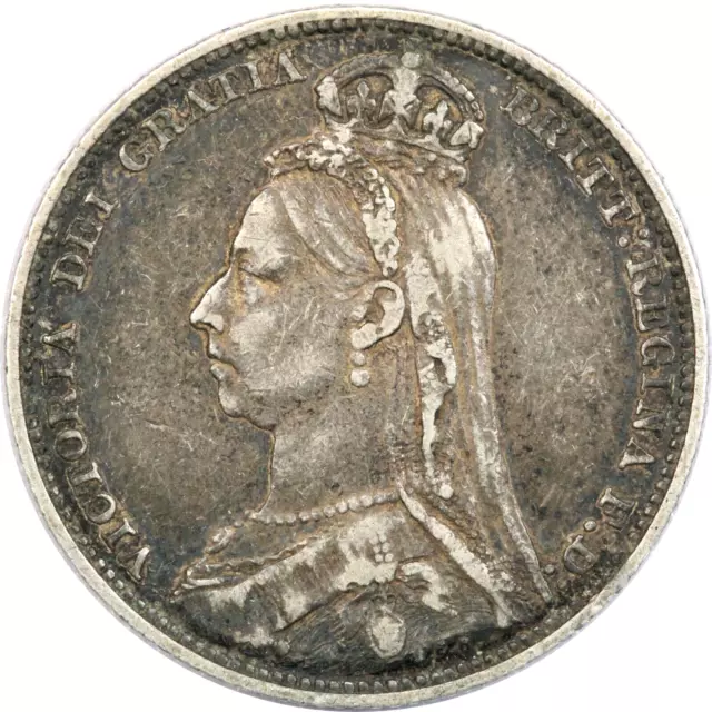 1889 Great Britain UK 1 Shilling Victoria Silver Coin, Extremely Fine XF KM# 761