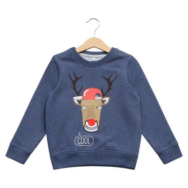 Boy's Christmas Rudolph Jumper Ex Marks & Spencer Xmas Sweater Blue 2-3 Years