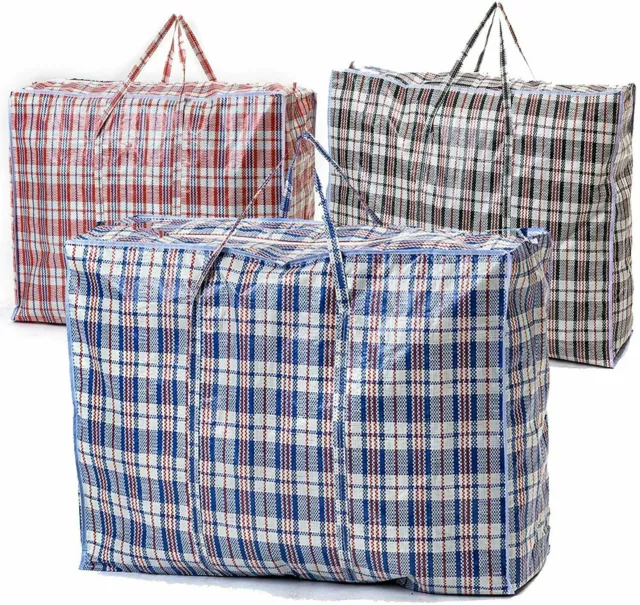 JUMBO LAUNDRY BAGS Zipped Reusable Strong Shopping Storage Bag Moving XL & XXL
