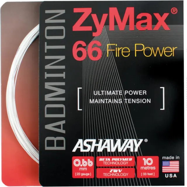 Ashaway ZyMax66 Fire Power Badmintonsaite 10 Meter Set Super Sale Preis!