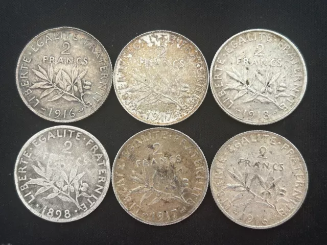 Menge 2 Franken Frankreich Silber 63g Lot 325