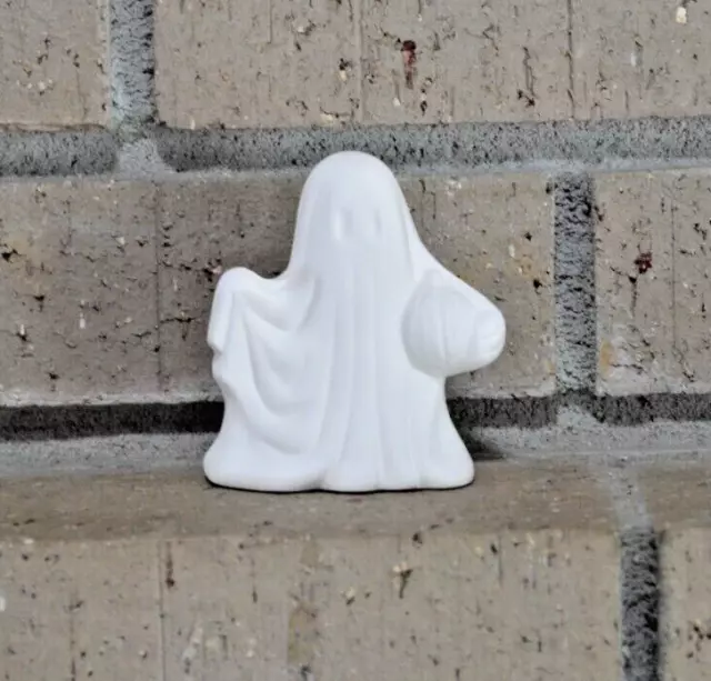 Ceramic Bisque Ghost with Pumpkin Ready to Paint
