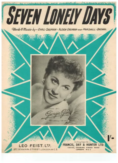 PARTITION MUSICALE VINTAGE Seven Lonely Days featuring Georgia