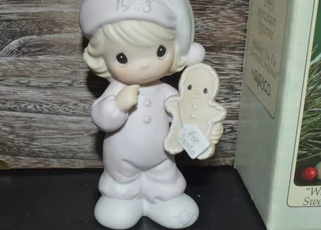 Precious Moments Porcelain Bisque Figurine "Wishing You The Sweetest Christmas" 2